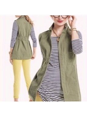 CAbi Explorer Utility Vest Olive Green Sleeveless Jacket #5101